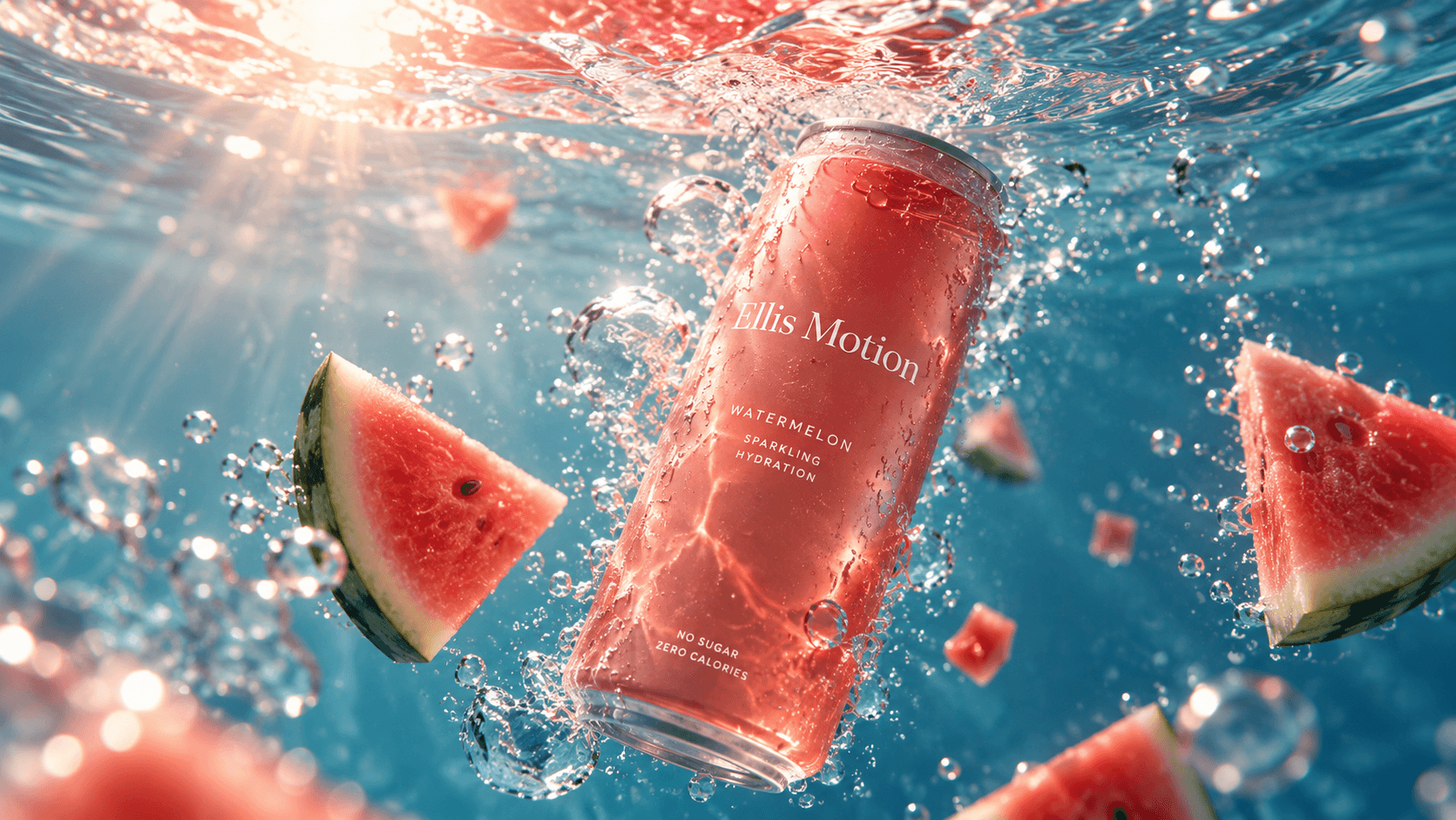 Condensation-covered beverage can with a splash at its base